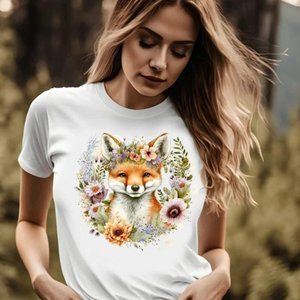 Cute Fox Shirt - Fox Print Shirt, Fox Lover Shirt, Floral Fox Shirt